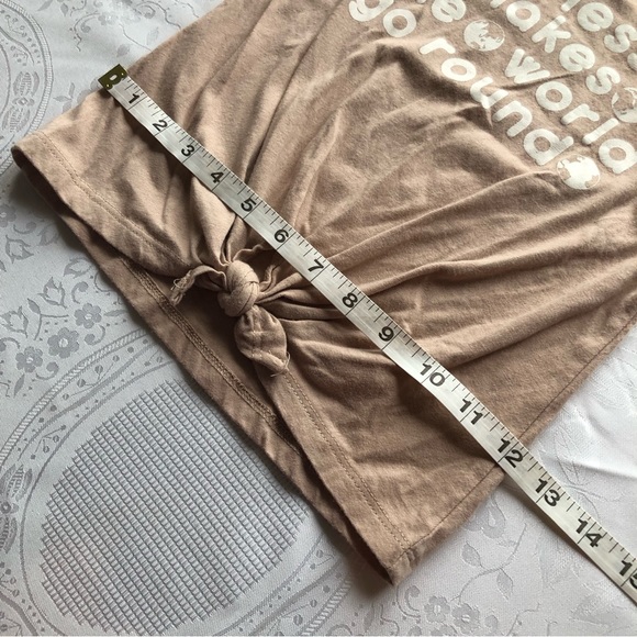 Okie Dokie Girls Size 5T Tan Graphics T-Shirt Short Sleeves Tie-Up Front Tee - Picture 5 of 10